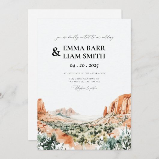 Le Faire-part de mariage du Parc national de ZION (Devant / Derrière)