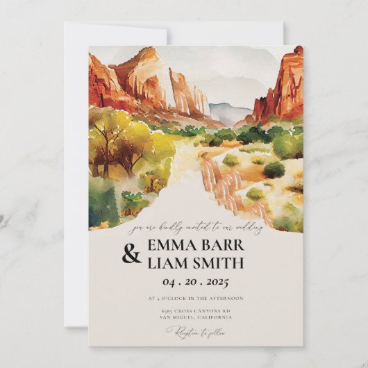 Le Faire-part de mariage du Parc national de ZION (Devant)