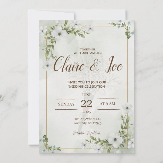 Le Faire-part de mariage naturel vert (Devant)