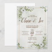 Le Faire-part de mariage naturel vert (Devant / Derrière)