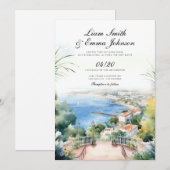 Le Faire-part de mariage paysager de la Côte d'Azu (Devant / Derrière)