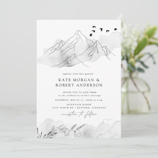 Le Faire-part de mariage paysager élégant et charm (Debout devant)