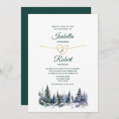 Le Faire-part de mariage vert de la pinède (Devant / Derrière)