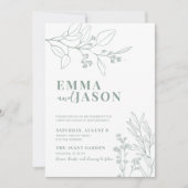 Le Faire-part de mariage vert de Sage Floral (Devant)