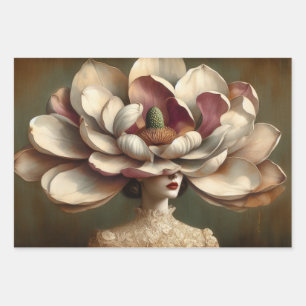 Le Femme Magnolia Découpage Enveloppement Papier C