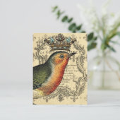 Le Fleur Crowned Bird Briefkaart (Staand voorkant)