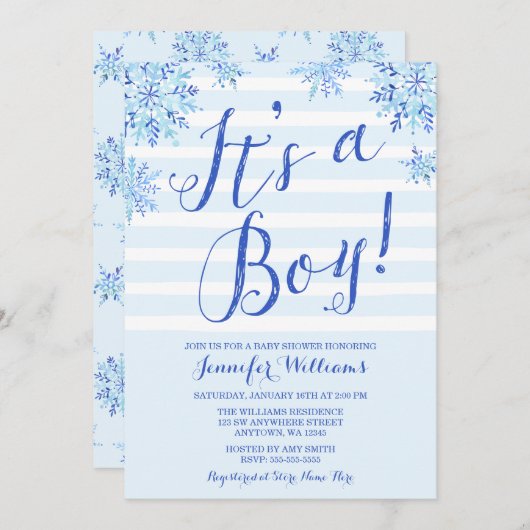 Le flocon de neige d'hiver barre des invitations (Devant / Derrière)