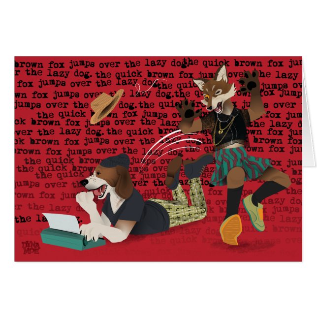 Le Fox rapide de brun saute par-dessus le chien (Devant horizontal)