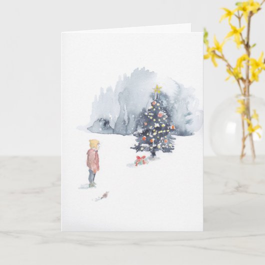 Le Garçon découvre la carte de note d'arbre (Fleur jaune)