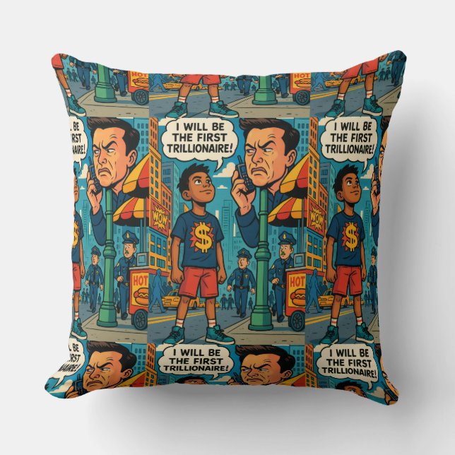 Le Garçon Milliardaire du Futur Coussin Pop Art (Recto)