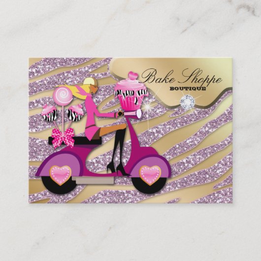 Le gâteau de rose de zèbre de carte de visite de (Devant)