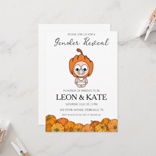 Le genre citrouille révèle des invitations (Devant/Arrière en situation)