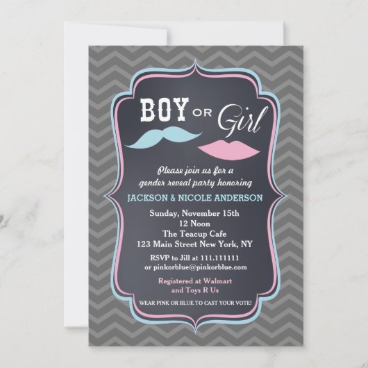 Le genre indiquent des invitations de baby shower (Devant)