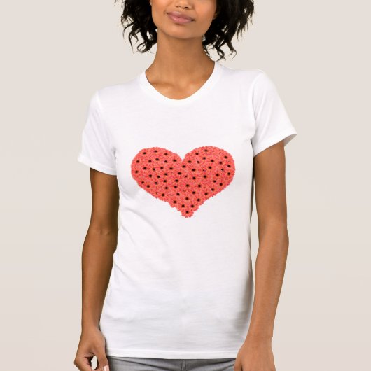 Le Gerbera fleurit le T-shirt de bleu de coeur (Devant)