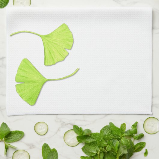 Le Ginkgo laisse la serviette de cuisine d'art de (Plié)