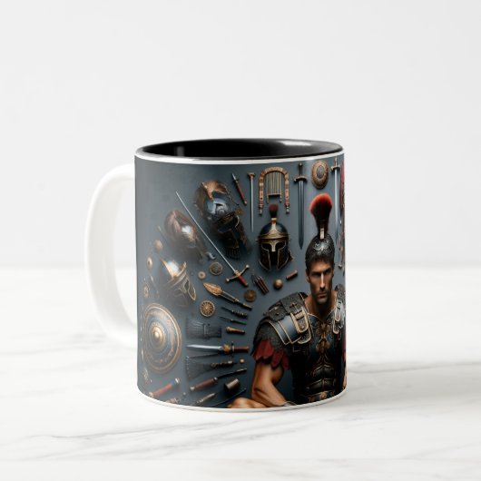 Le gladiateur romain Valor Knolling Mug (Devant gauche)