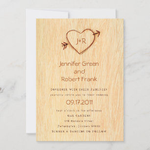 Le grain de bois avec le Faire-part de mariage du