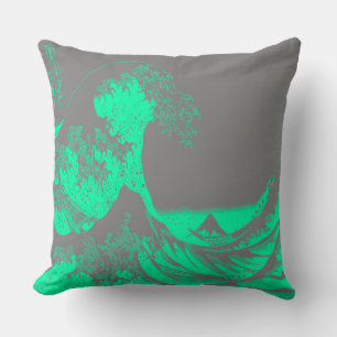 Le Grand Coussins de vague de mer vert et gris
