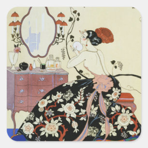 Le Grand Decolletage van George Barbier, Art Deco Vierkante Sticker