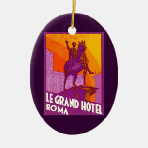 Le Grand Hotel Roma-standbeeld, Italië, vintage re Keramisch Ornament