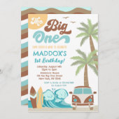 Le grand Surf du garçon Invitation d'anniversaire (Devant / Derrière)
