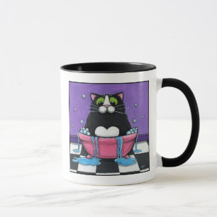 Le gros chat prend Bath - tasse de chat