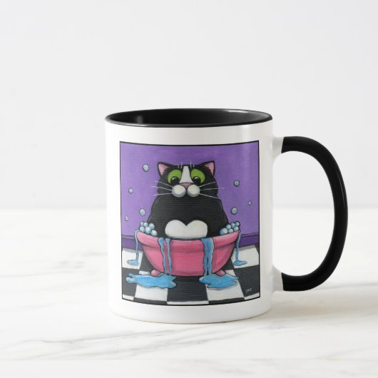 Le gros chat prend Bath - tasse de chat (Droite)