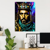 Le guerrier avec casque | AI Art Poster (Bureau à domicile)