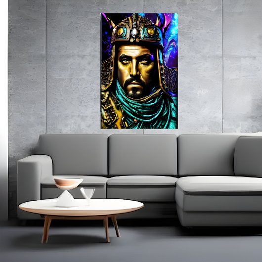Le guerrier avec casque | AI Art Poster
