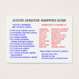 Le guide du client Sans Sulfite - carte potelée