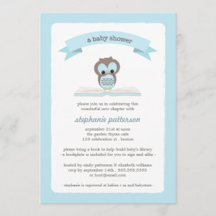 Le hibou bleu apportent une invitation de baby