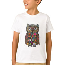Le hibou de patchwork badine le T-shirt
