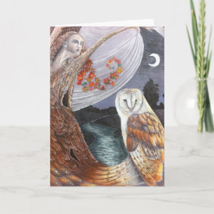 Le hibou et la carte de voeux de dryade