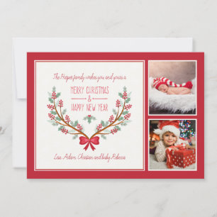 Le houx s'embranche carte de vacances de 2 photos