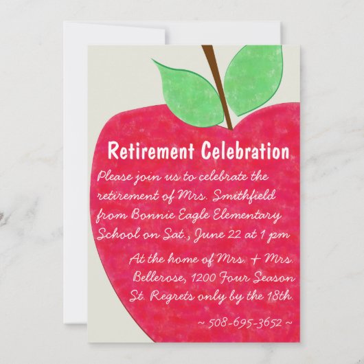 Le Invitation de retraite de Ruby Red Teacher à la (Dos)