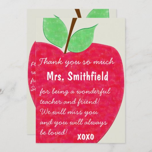 Le Invitation de retraite de Ruby Red Teacher à la (Devant / Derrière)