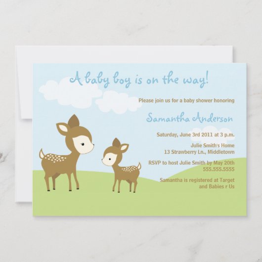 Le Invitation du Baby shower de printemps des cerf (Devant)