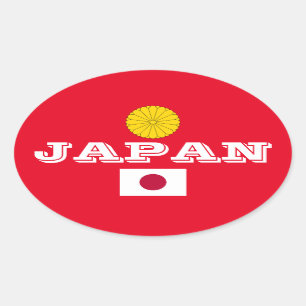 Le Japon - autocollant ovale rouge d'Euro-Style