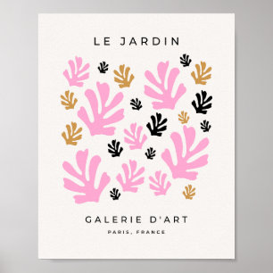 Le Jardin 01 botanische roze en goudhoudende blade Poster
