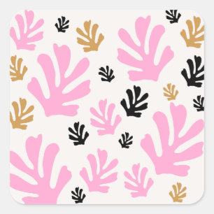 Le Jardin 01 botanische roze en goudhoudende blade Vierkante Sticker