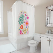 Le Jardin 04 Retro Bloemen Moderne Bloemen Douchegordijn (In situ)