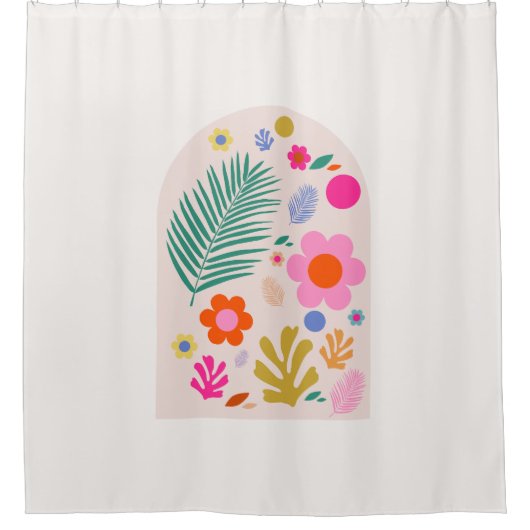 Le Jardin 04 Retro Bloemen Moderne Bloemen Douchegordijn (Voorkant)