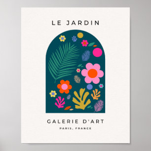 Le Jardin 05 Abstract Bloemen Navy Blue Floral Poster