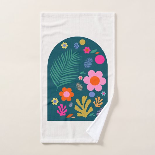 Le Jardin 05 Fleurs Abstraites Marine Bleu Floral (Serviette à main)