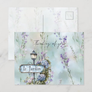 Le Jardin (de tuin)  paarse bloemen Briefkaart