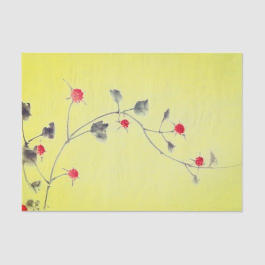 Le JAUNE A FLEURI le papier de soie de soie (Recto)