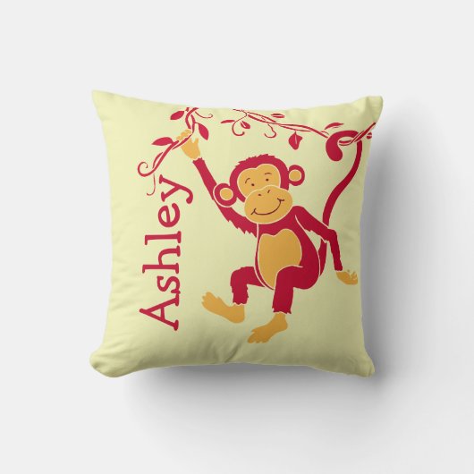Le jaune rouge de singe a personnalisé le coussin (Recto)