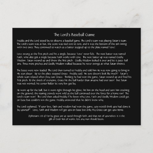 Le jeu de baseball du Seigneur - Carte postale (Devant)