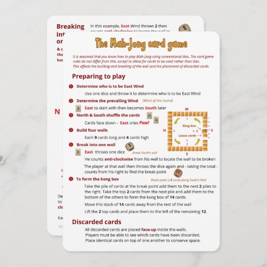 Le jeu de cartes Mah-Jong - Différences (Devant / Derrière)