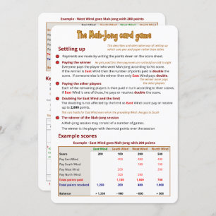 Le jeu de cartes Mah-Jong - Réglage